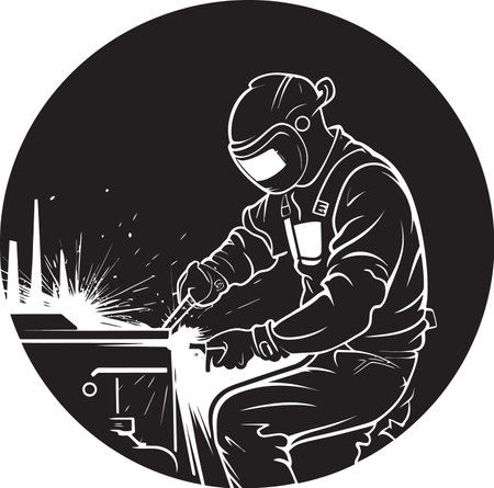 Shadowed Fabricator Black Vector Man Legendary Welder Man s Logo Glyphのイラスト素材