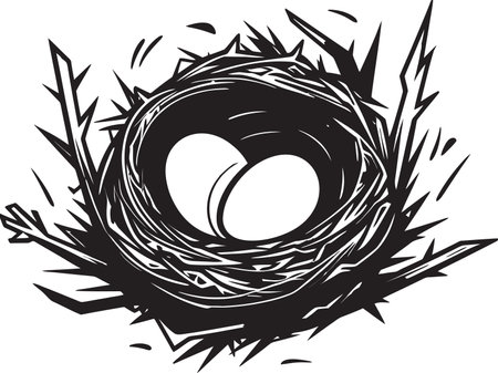 NestHaven Precision Bird Nest Vector Logo AviCraft Sleek Vector Bird Nest Symbolのイラスト素材