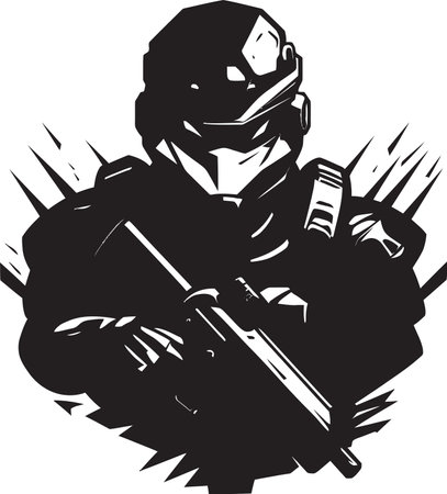 Defenders Vigor Illuminated Logo Vector Design Infantry Sentinel Iconic Emblem Iconのイラスト素材