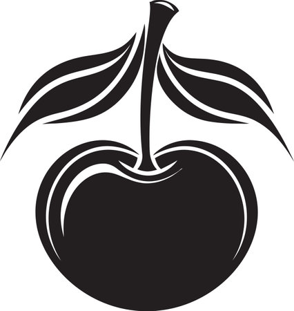 RedFruitMark Sleek Cherry Icon BerryGraffix Elegant Vector Cherry Emblemのイラスト素材
