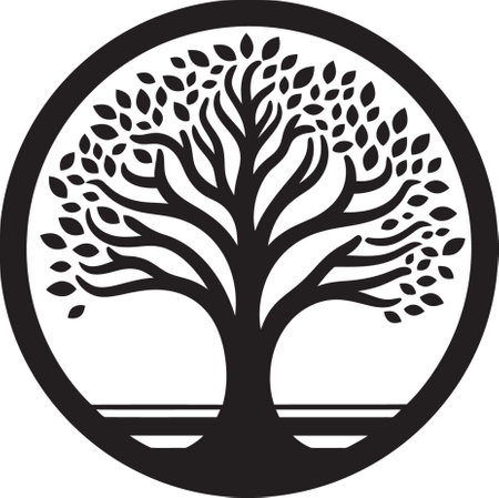 Rooted Brand Vector Tree Emblem Natures Crest Tree Logo Vectorのイラスト素材
