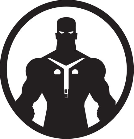 Guardian of Strength Hammer Man Icon Illustration Mighty Justice Iconic Hammer Man Markのイラスト素材