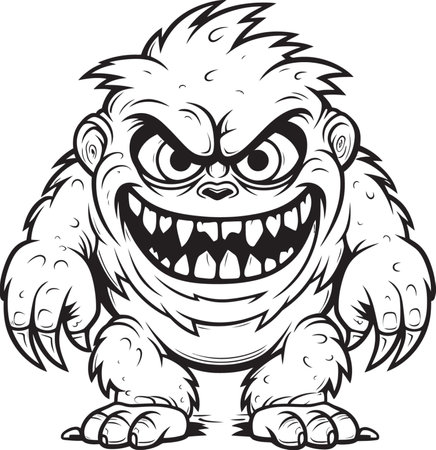 Malevolent Manifestation Lineart Monster Illustration Dark Abomination Terrifying Lineart Fiend Imageのイラスト素材