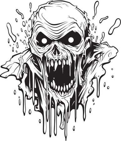 Macabre Presence Creepy Lineart Monster Emblem Design Abyssal Horror Thick Lineart Monster Logo Iconのイラスト素材