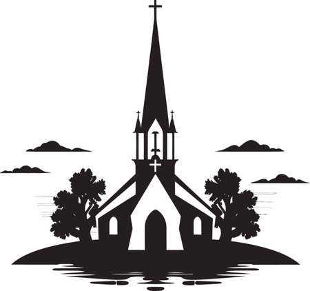 Spiritual Abode Church Icon Design Heavenly Haven Church Logo Illustrationのイラスト素材