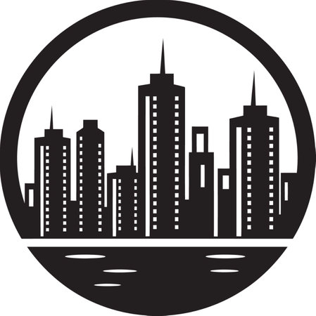 Metropolitan Montage Buildings Vector Emblem Skyline Serenade Iconic City Buildings Emblemのイラスト素材