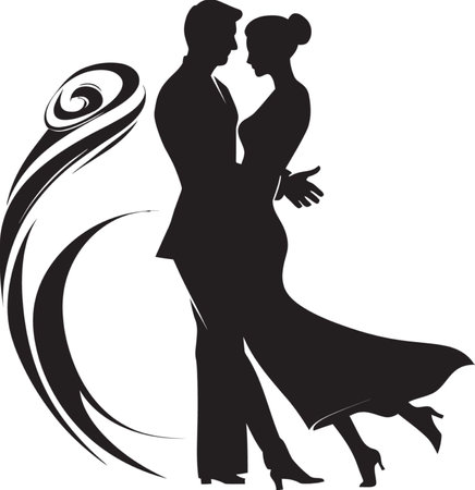 Graceful Union Couple Vector Symbol Elegant Waltz Iconic Dance Designのイラスト素材