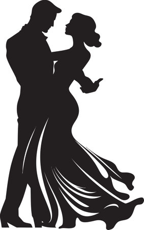 Graceful Glide Iconic Couple Mark Melodic Movement Couple Logo Symbolのイラスト素材