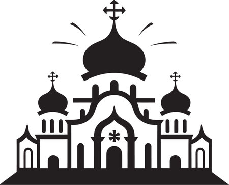 Spiritual Spire Church Vector Emblem Timeless Tranquility Church Icon Illustrationのイラスト素材