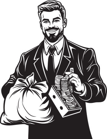 Dollar Dynamo Black Moneybag Icon Capital Captain Wealth Vector Designのイラスト素材