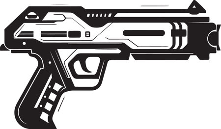 Neon Particle Blaster Iconic Vector Plasma Bolt Pistol Vector Black Logoのイラスト素材