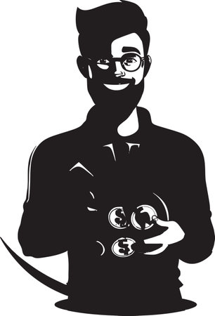 Coin Commander Vector Moneybag Icon Money Magician Black Logo Emblemのイラスト素材