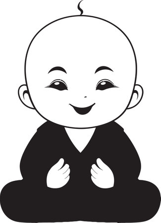 Chibi Serenity Vector Buddha Silhouette Buddha Bliss Black Zen Kid Logoのイラスト素材