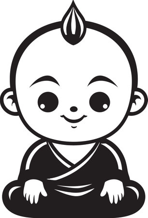 Buddha Bambino Vector Logo Design Peaceful Prodigy Buddha Kid Iconのイラスト素材