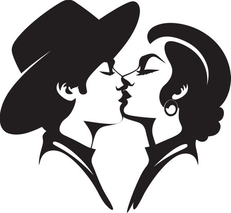 Tender Whisper Black Iconic Emblem Soulful Union Romantic Vector Silhouetteのイラスト素材