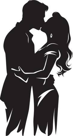 Passionate Bond Iconic Kissing Design Boundless Bliss Vector Romantic Silhouetteのイラスト素材