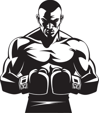 Sparring Legend Vector Boxer Man Design Jab Fury Black Logo of Boxer Iconのイラスト素材