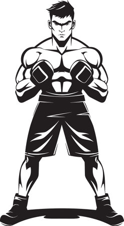 Punch Gladiator Vector Black Logo Knockout Fury Iconic Boxer Designのイラスト素材
