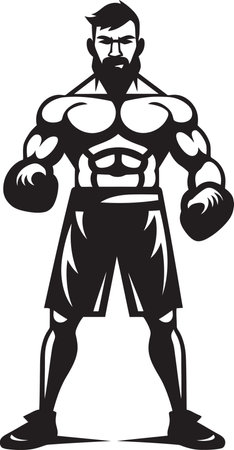 Jab Vector Cartoon Boxer Icon Ring Ruler Black Logo of Boxer Manのイラスト素材