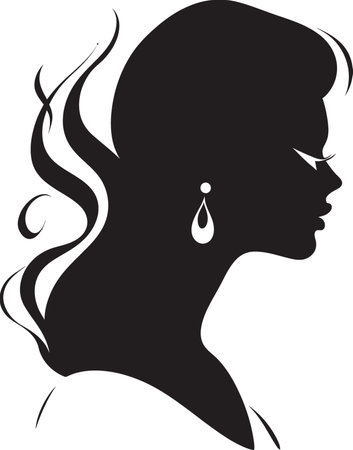 Graceful Elegance Black Vector of a Woman Divine Contours Iconic Silhouette of Beautyのイラスト素材