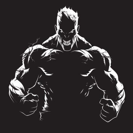 Undead Muscle Icon Vector Logo Icon Risen Workout Ghoul Black Emblematicのイラスト素材