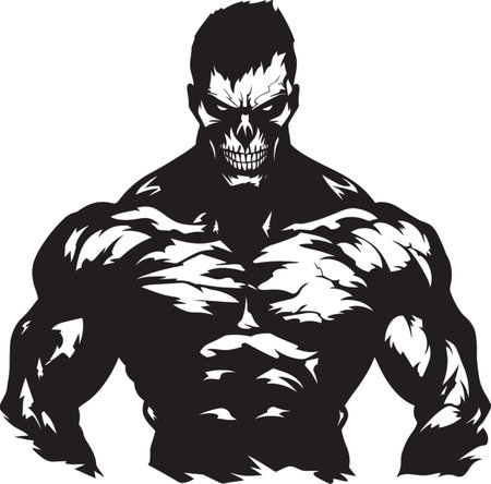 Zombie Mass Gain Vector Logo Icon Ghastly Fitness Icon Black Emblematicのイラスト素材