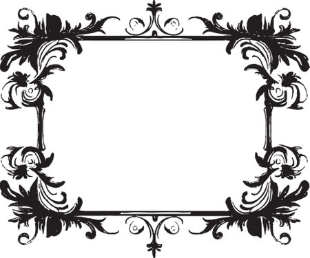 Mystical Sophistication Artistic Decorative Frame Vector Minimalist Ornament Black Frame Icon in Vector Designのイラスト素材