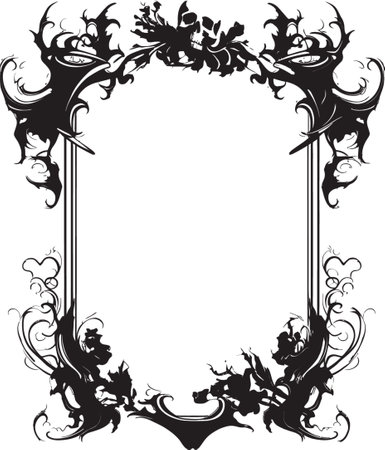 Contemporary Opulence Vector Black Frame Icon Design Ethereal Fusion Artistic Decorative Frame Vector Blackのイラスト素材