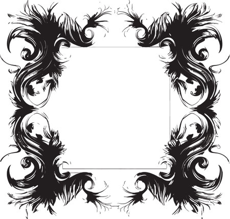 Delicate Intrigue Artistic Decorative Frame in Vector Black Sleek Style Black Frame Icon for Vector Logosのイラスト素材