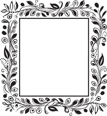 Abstract Intricacy Artistic Decorative Frame Vector Fusion of Styles Black Frame Icon in Vector Designのイラスト素材