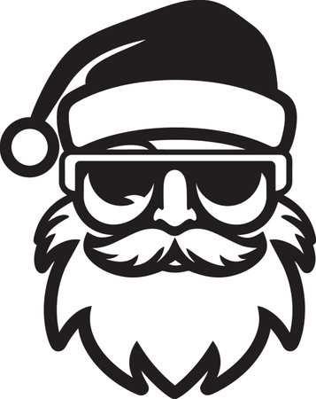 Slick Santa Style Black Vector Cool Santa Polar Claus Charm Cool Vector Black Santaのイラスト素材