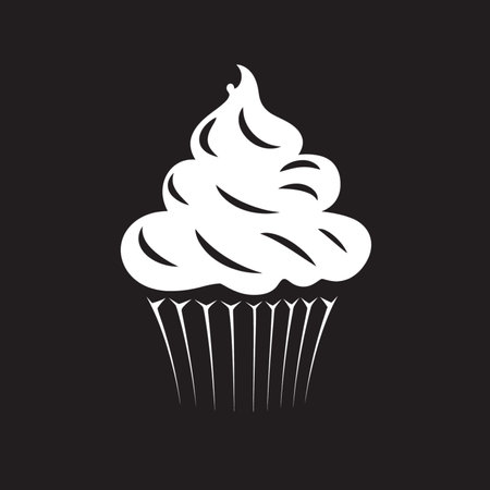 Sugar Coated Elegance Black Vector Icon Cupcake Whipped Perfection Vector Black Icon Cupcakeのイラスト素材