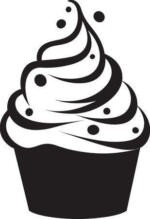 Sweet Treat Mastery Black Cupcake Icon Design Flavorful Delights Vector Icon Black Cupcakeのイラスト素材