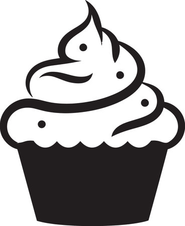 Tasty Treats Black Cupcake Vector Icon Baked Perfection Vector Icon Black Cupcakeのイラスト素材