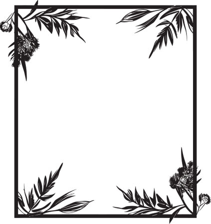 Mystical Sophistication Artistic Decorative Frame Vector Minimalist Ornament Black Frame Icon in Vector Designのイラスト素材