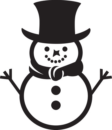 Frosty Flakes of Fun Cute Vector Snowflake Serenade Black Snowmanのイラスト素材