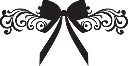 Vintage Elegance Black Ribbon Element Design Graceful Ribbon Detailing Decorative Emblemのイラスト素材