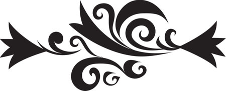 Refined Ribbon Artistry Vector Black Ribbon Vintage Elegance Black Ribbon Element Designのイラスト素材