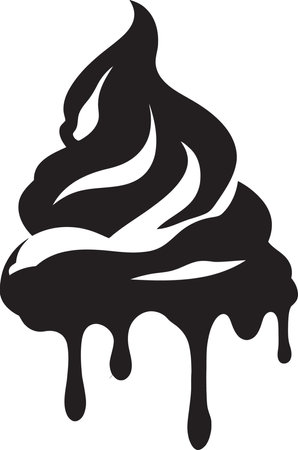 Swirled Elegance Ice Cream Emblem Design Frosty Temptation Black Cone Treatのイラスト素材