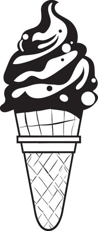 Cool Delights Cone Icon Design Chilled Indulgence Black Emblem Coneのイラスト素材
