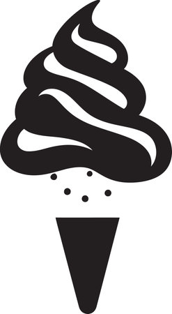 Swirled Elegance Ice Cream Emblem Design Frosty Temptation Black Cone Treatのイラスト素材