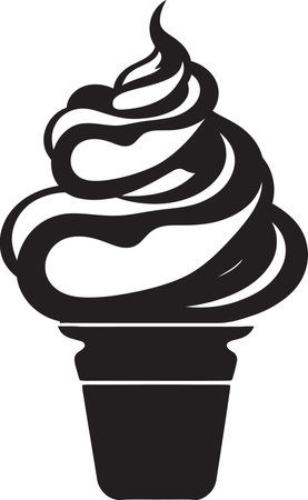 Frosty Elegance Ice Cream Emblem Icon Scoopfuls of Joy Black Cone Ice Creamのイラスト素材