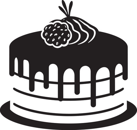 Chic Treats Black Cake Vector Logo Artistry Celebratory Elegance Black Cake Emblematic Symbol