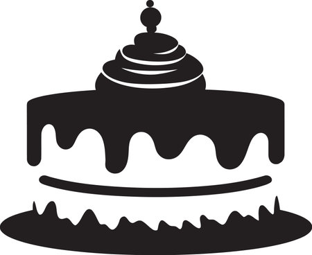 Sleek Luminescence Black Cake Emblematic Design Glowing Creativity Black Cake Vector Representation