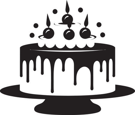 Gourmet Minimalism Black Cake Symbolic Design Stylish Confection Black Cake Vector Logo...
