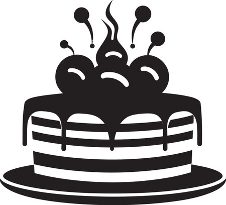 Dynamic Elegance Black Cake Iconic Symbol Luminous Geometry Black Cake Vector Emblem