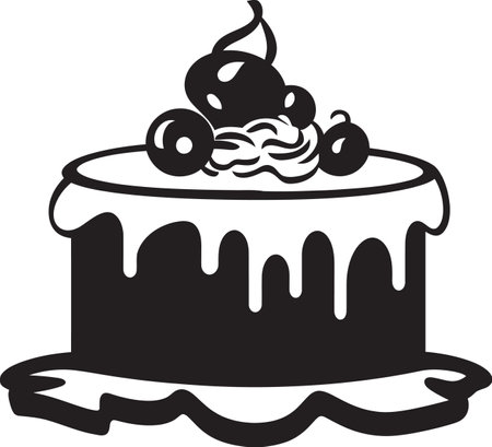 Gleaming Shadows Black Cake Vector Artistry Dynamic Radiance Black Cake Iconic Symbolismのイラスト素材