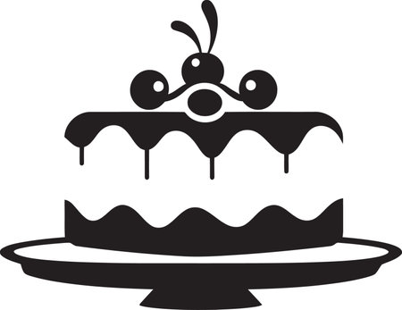 Innovative Illumination Black Cake Vector Representation Abstract Elegance Black Cake Vector...