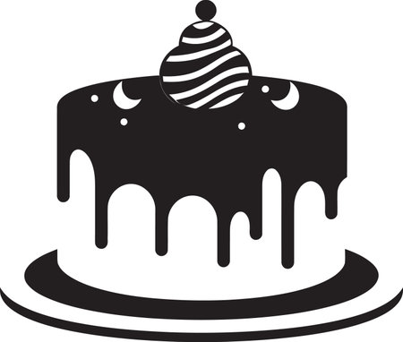 Chic Celebration Black Cake Vector Logo Emblematic Design Taste Infusion Black Cake Logo...