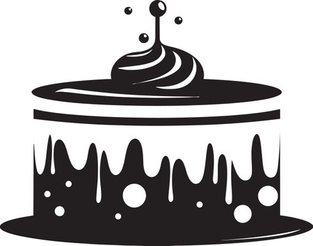 Elegant Flavor Black Cake Logo Emblem Artistic Temptation Black Cake Vector Logo Identity